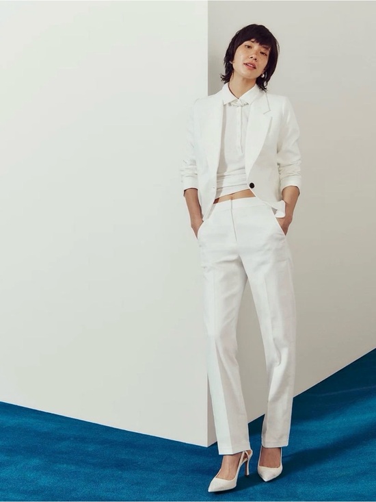 J. Crew Pants - J.Crew Kate Straight-Leg Pant Stretch Linen Blend White 4